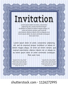 Blue Invitation template. Detailed. Printer friendly. Modern design. 