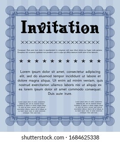 Blue Invitation template. Easy to print. Vector illustration. Nice design. 
