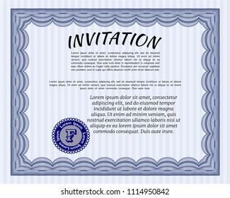 Blue Invitation template. Elegant design. Detailed. With quality background. 