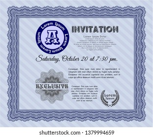 Blue Invitation template. Excellent design. Complex background. Customizable, Easy to edit and change colors. 