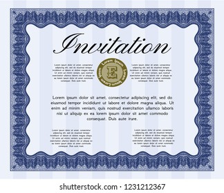 Blue Invitation template. Good design. Vector illustration. With complex background. 