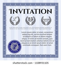  Blue Invitation template. With linear background. Customizable, Easy to edit and change colors. Artistry design. 