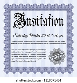 Blue Invitation template. With linear background. Customizable, Easy to edit and change colors. Artistry design. 