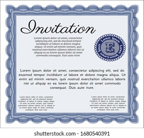 Blue Invitation template. With linear background. Customizable, Easy to edit and change colors. Elegant design. 