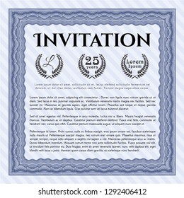Blue Invitation template. Lovely design. With linear background. Customizable, Easy to edit and change colors. 