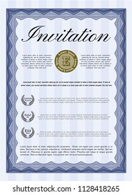 Blue Invitation template. Modern design. Customizable, Easy to edit and change colors. Easy to print. 