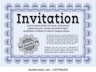 Blue Invitation template. Modern design. Complex background. Vector illustration. 