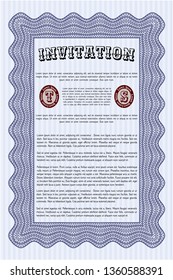 Blue Invitation template. Modern design. With complex background. Vector illustration. 