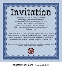 Blue Invitation template. Money Pattern design. With quality background. Vector illustration. 