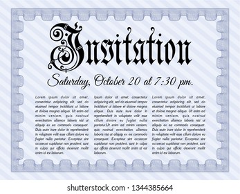 Blue Invitation template. Nice design. With complex background. Vector illustration. 