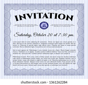 Blue Invitation template. Nice design. Detailed. With quality background. 