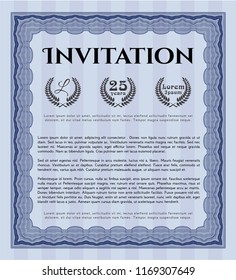 Blue Invitation template. Perfect design. Detailed. With complex background. 