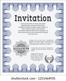 Blue Invitation template. With quality background. Vector illustration. Beauty design. 