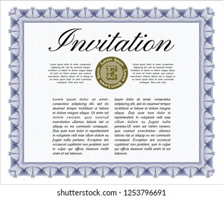 Blue Invitation template. With quality background. Detailed. Elegant design. 