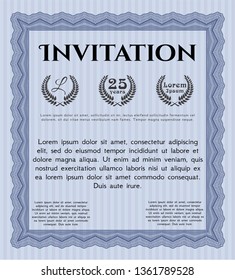 Blue Invitation template. With quality background. Elegant design. Customizable, Easy to edit and change colors. 