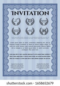 Blue Invitation template. With quality background. Detailed. Excellent design. 