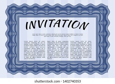 Blue Invitation. Vector illustration. With background. Beauty design. 