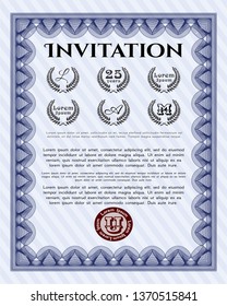Blue Invitation. Vector illustration. With quality background. Beauty design. 