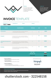 Blue Invoice Template Design Layout