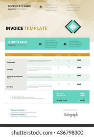 Blue Invoice template design layout