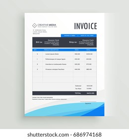 blue invoice template vector design