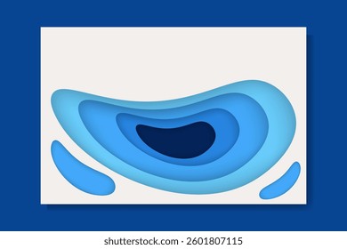 Blue Inward Papercut Background – Abstract Layered Paper Hole Design