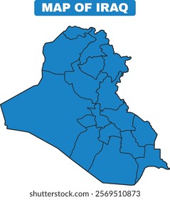 Blue Iraq country map border outline vector