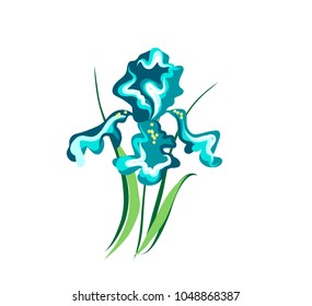 Blue Iris flower vector art illustration
