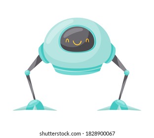 Blue Iron Humanoid or Robot with Head and Limbs as Artificial Intelligence Vector Illustration