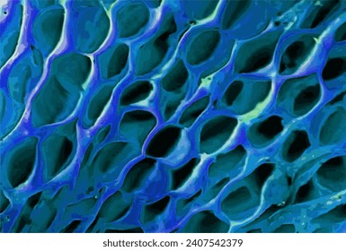 Blue irregular mesh with empty holes