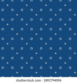 Blue irregular polka dots on a dark blue background