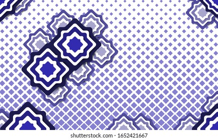 Fondo islámico azul. Fondo Ramadan Kareem. Vector de fondo de papel azul para banner o postal.