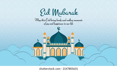 Blue Islamic Banner Background for Ramadan Kareem Eid Al Fitr and Eid Al Adha Vector Illustration Design