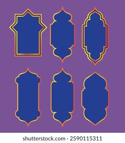 Blue Islamic Frame with Gold Border For Islamic Design 