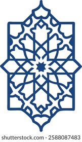 Blue Islamic geometric pattern symbolizing Ramadan tradition and spiritual art.