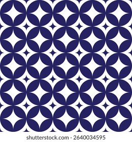 Blue Islamic geometric seamless circle pattern. Vector illustration.