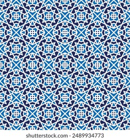 Blue islamic geometric seamless pattern design for decorating, wallpaper, wrapping paper,fabric, backdrop and etc.