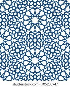 Blue islamic pattern . Seamless arabic geometric pattern, east ornament, indian ornament, persian motif, 3D. Endless texture can be used for wallpaper, pattern fills, web page background .