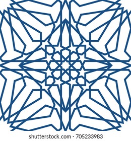 Blue islamic pattern . Seamless arabic geometric pattern, east ornament, indian ornament, persian motif, 3D. Endless texture can be used for wallpaper, pattern fills, web page background .