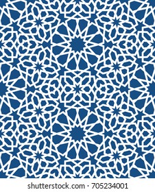 Blue islamic pattern . Seamless arabic geometric pattern, east ornament, indian ornament, persian motif, 3D. Endless texture can be used for wallpaper, pattern fills, web page background .