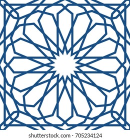 Blue islamic pattern . Seamless arabic geometric pattern, east ornament, indian ornament, persian motif, 3D. Endless texture can be used for wallpaper, pattern fills, web page background .