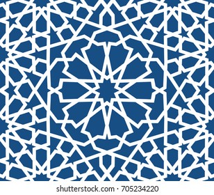 Blue islamic pattern . Seamless arabic geometric pattern, east ornament, indian ornament, persian motif, 3D. Endless texture can be used for wallpaper, pattern fills, web page background .