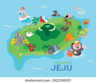 Isla Azul Isla Jeju, mapa de atracción turística