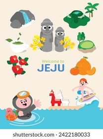 Blue island Jeju Island, tourist destination icon