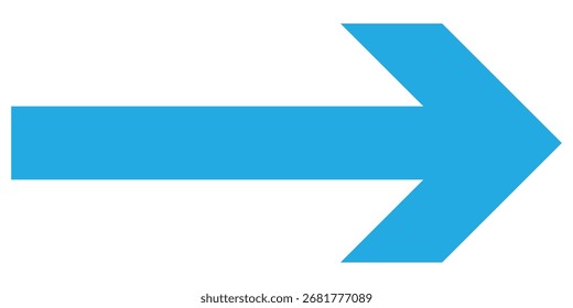 Icono de flecha aislado azul sobre fondo blanco. Icono de Vector de la cabeza de flecha en negrita. Flecha abstracta digital apuntando al Vector. Modernas flechas azules simples. EPS 10. 