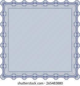 Blue isolated certificate or diploma template