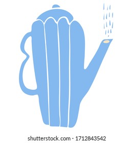 blue isolated coffee pot with steam on a white background vector illustration