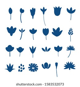 Blue isolated flowers vector collection