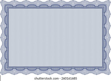 Blue isolated horizontal certificate or diploma template