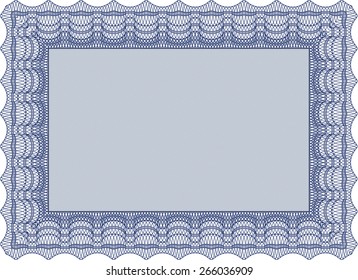 Blue isolated illustration of detailed certificate (diploma)